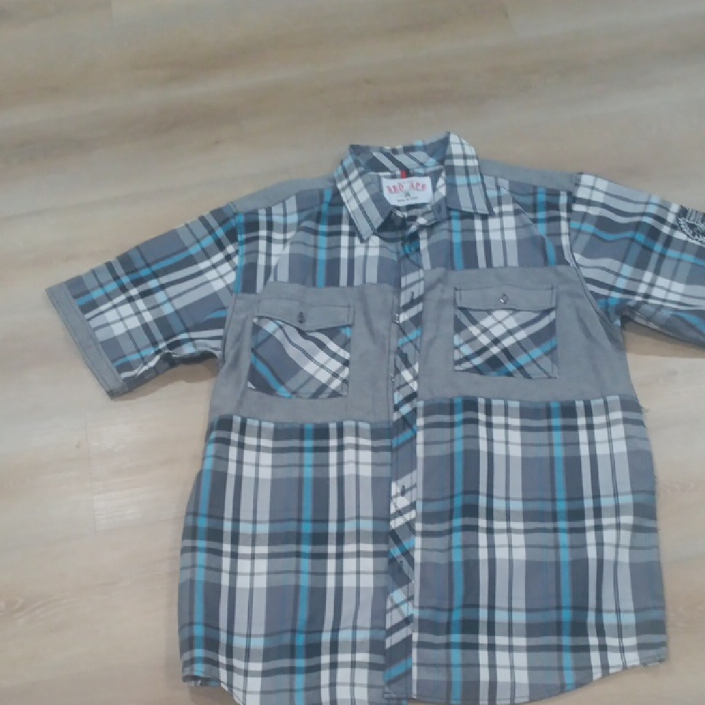 RED APE Plaid Shirt in Blue and Gray